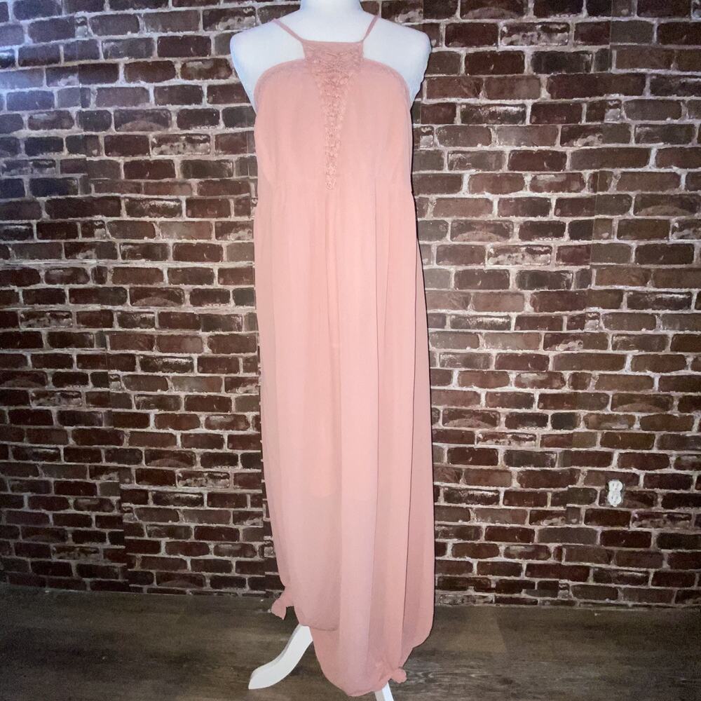 Japna Pink Maxi Sleeveless Spaghetti Strap Lined Sundress Size XL